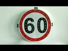 Round Flashing Epistar 60cm Solar Powered Street Signs Circular